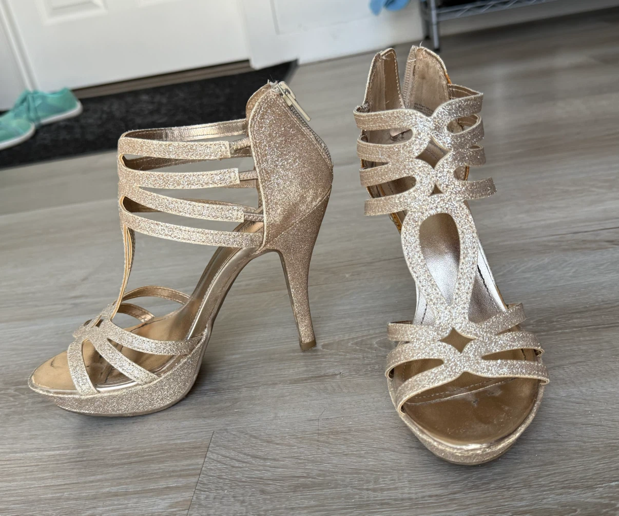 Gold Glitter Heels