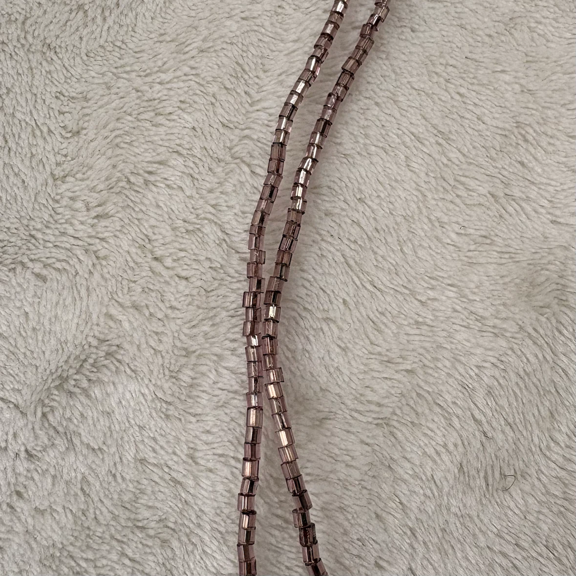 Long Beaded Wrap Necklace Purple Metallic Glass Layered 27 Inch - photo 3