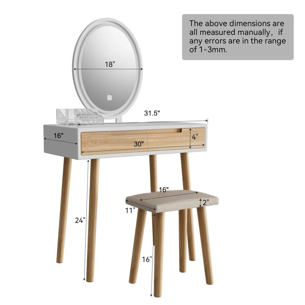 Vanity Desk with LED Mirror and Stool - photo 3