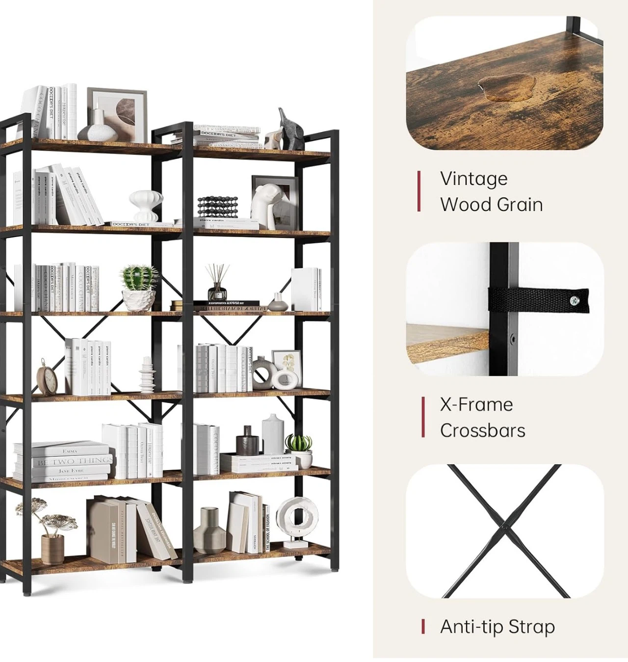 Rustic Industrial Bookshelf - photo 4