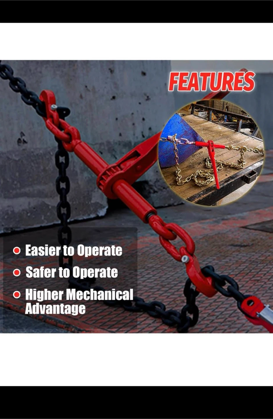 Ratchet Load Binder with 5/16"-3/8" Grab Hooks - photo 4