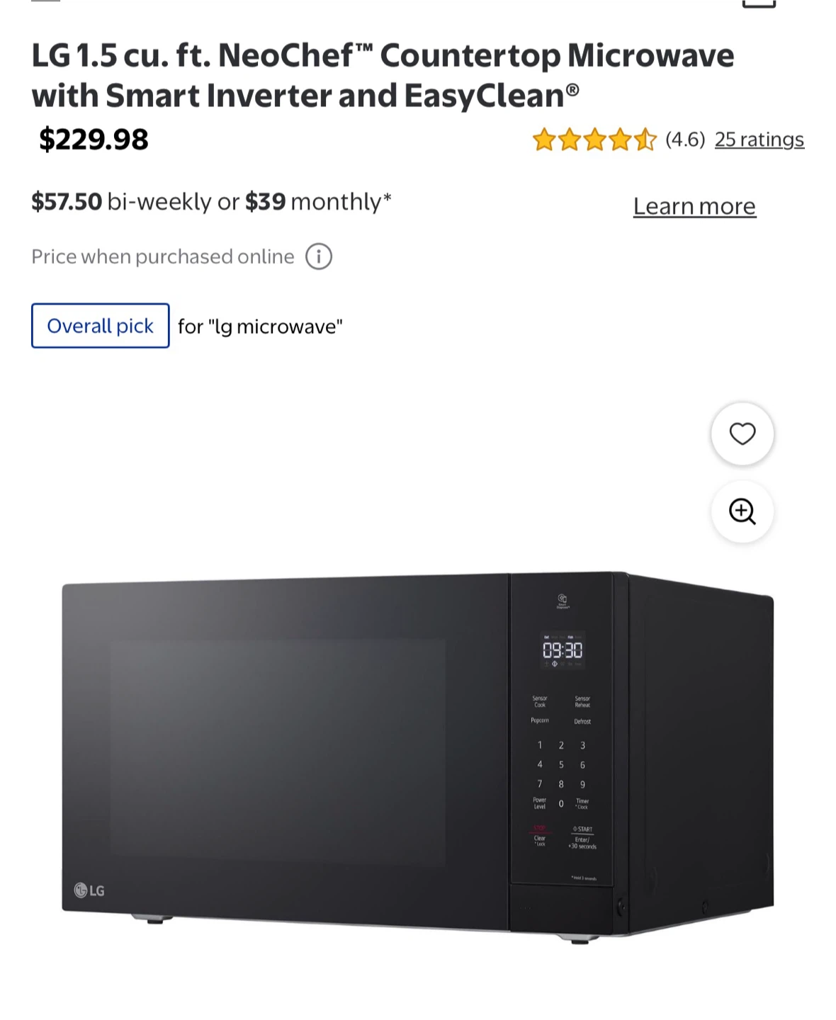 In great Condition- LG NeoChef Countertop Microwave