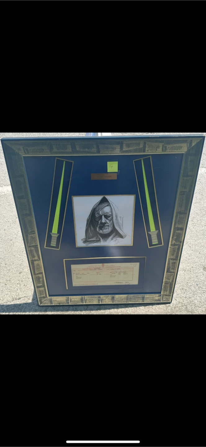 Framed Obi-Wan Kenobi Portrait with Birth Certificate
