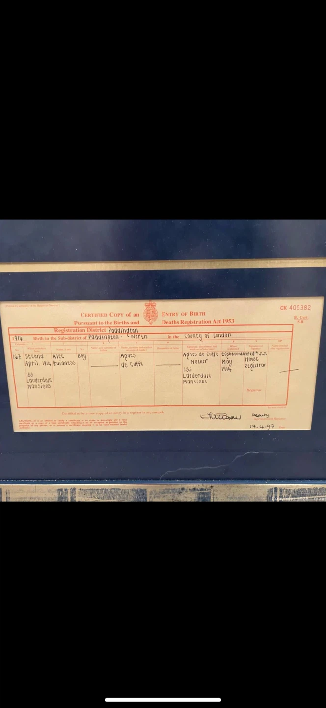 Framed Obi-Wan Kenobi Portrait with Birth Certificate - photo 3