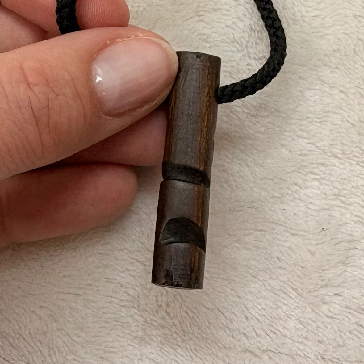 Hand Carved Wooden Totem Necklace Black Cord Pendant Rustic - photo 5