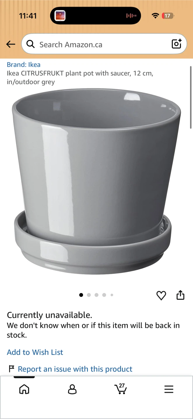 Ikea CITRUSFRUKT Plant Pot with Saucer - Grey 15 cm - photo 4