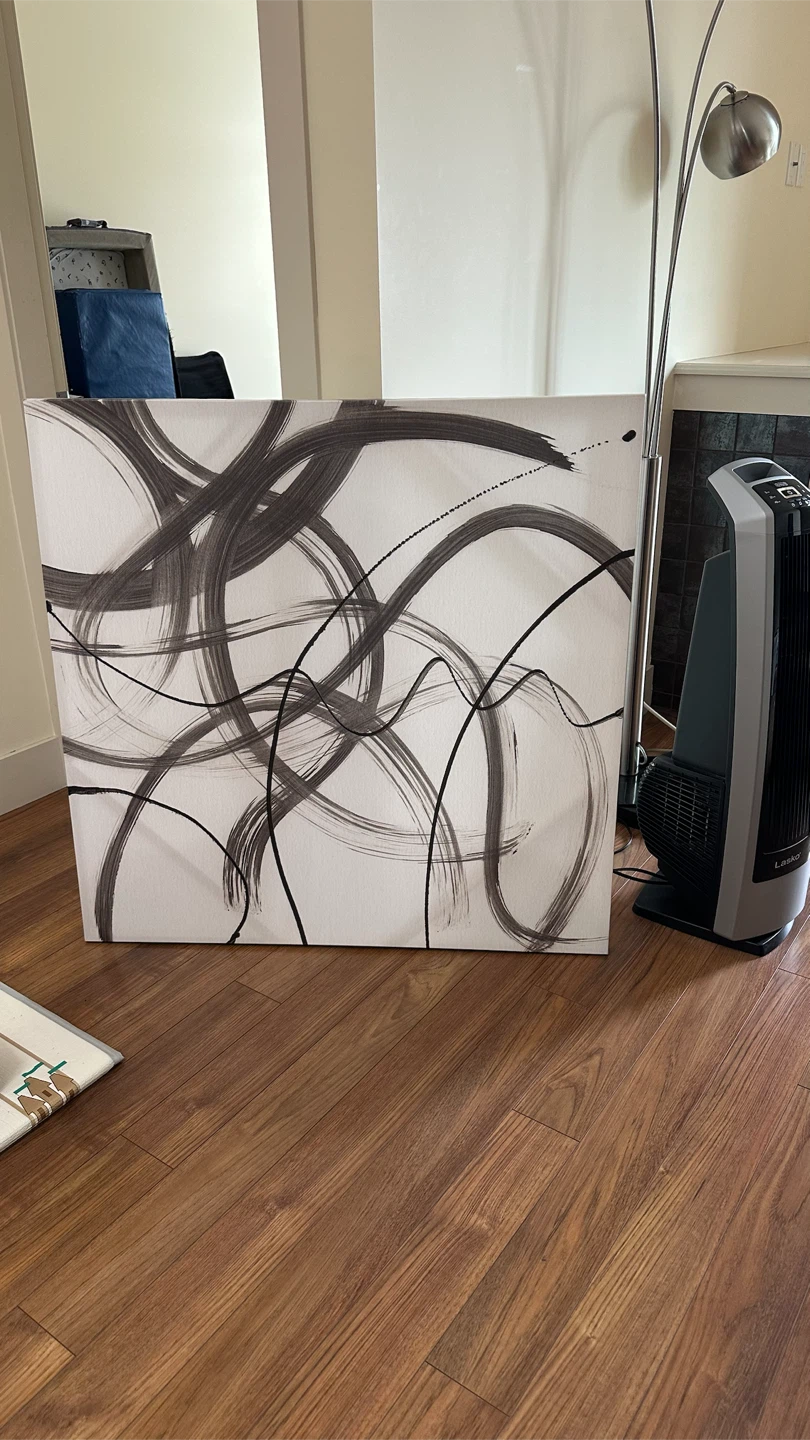 40"x40" large Abstract Black and White Canvas Art