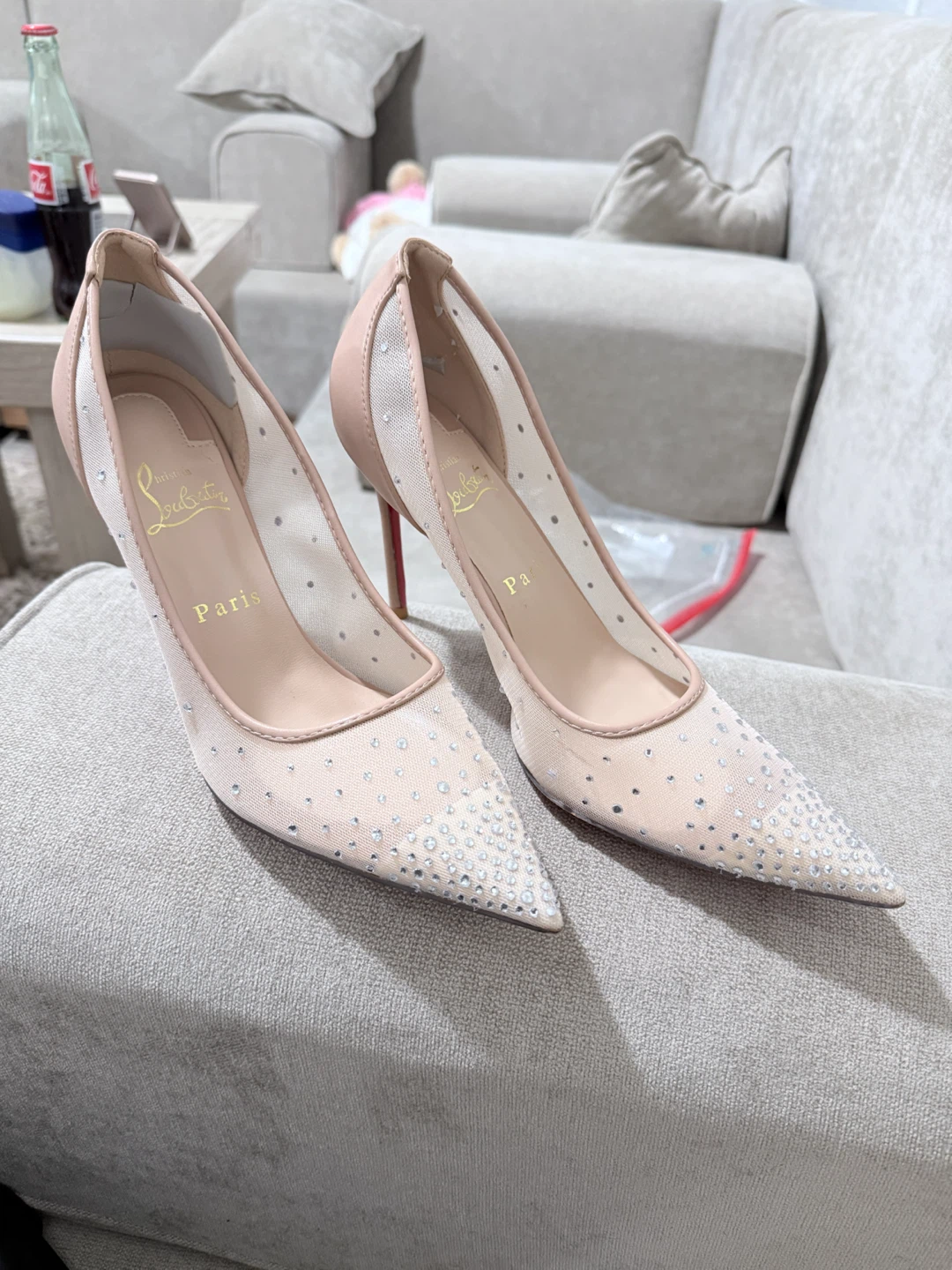 Christian Louboutin Crystal Embellished Mesh Pumps