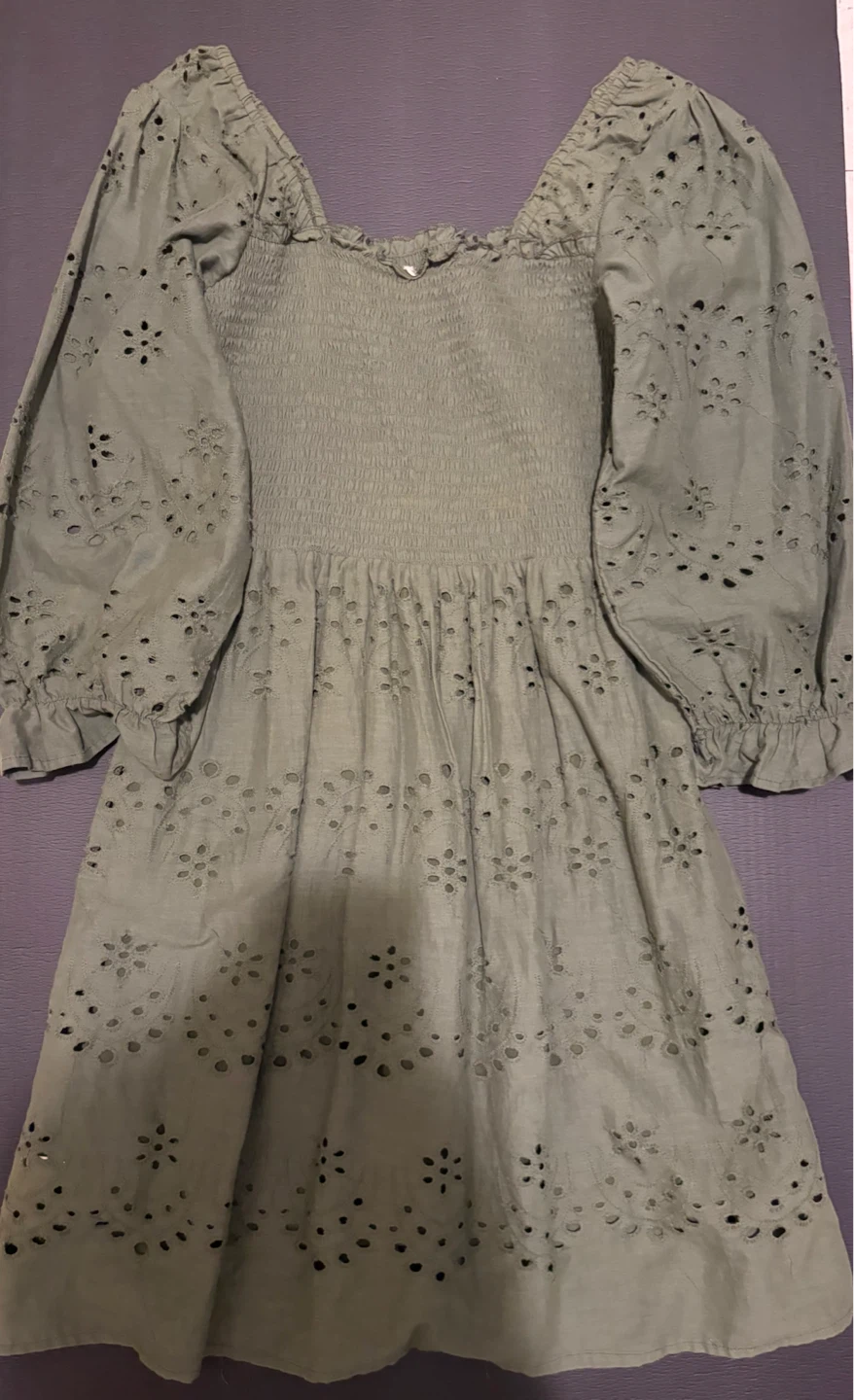 Sage Green Broderie Anglaise Dress