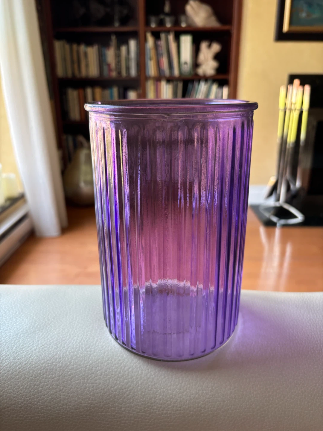 Purple Ribbed Glass Jar