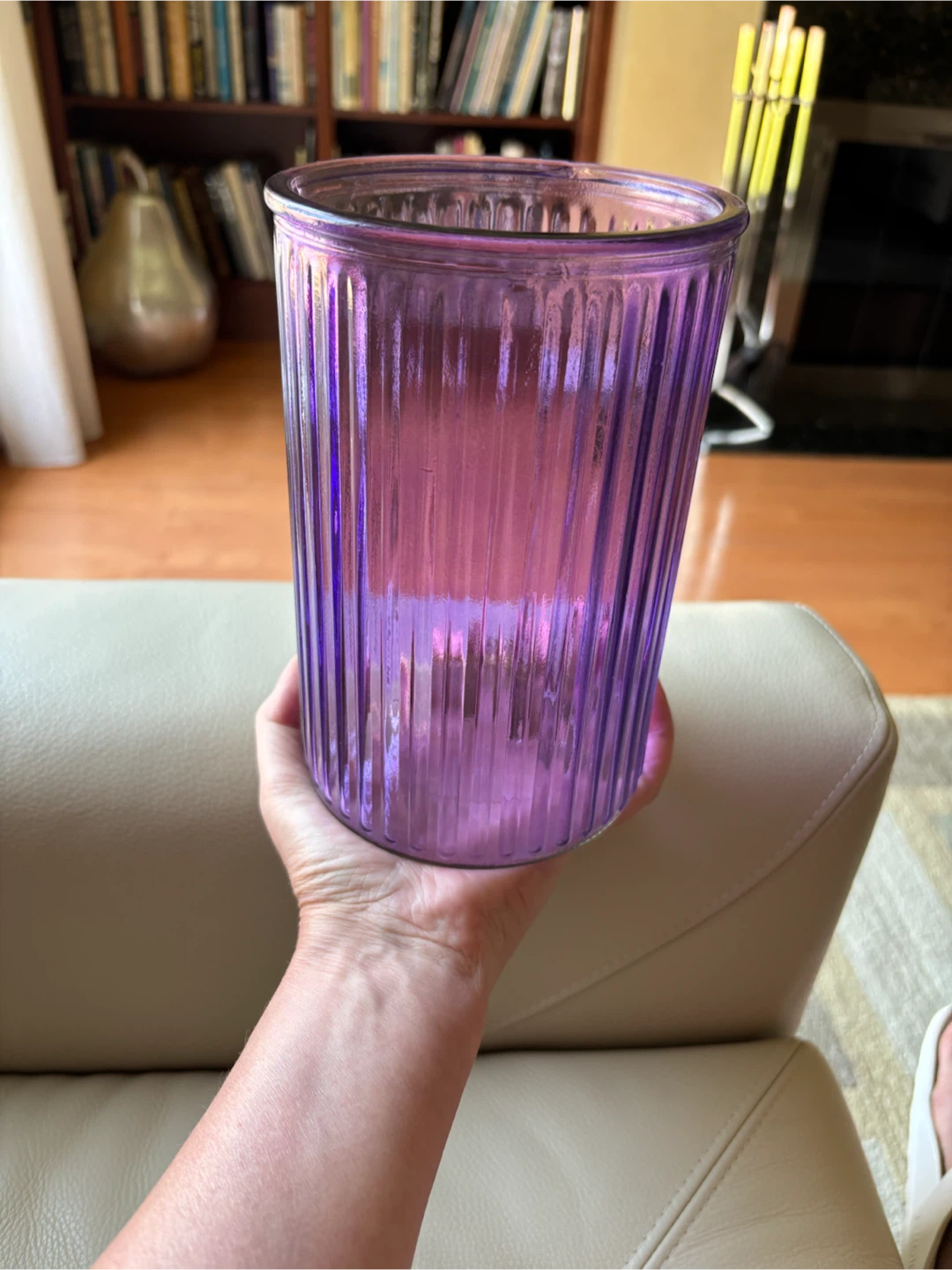 Purple Ribbed Glass Jar - photo 3
