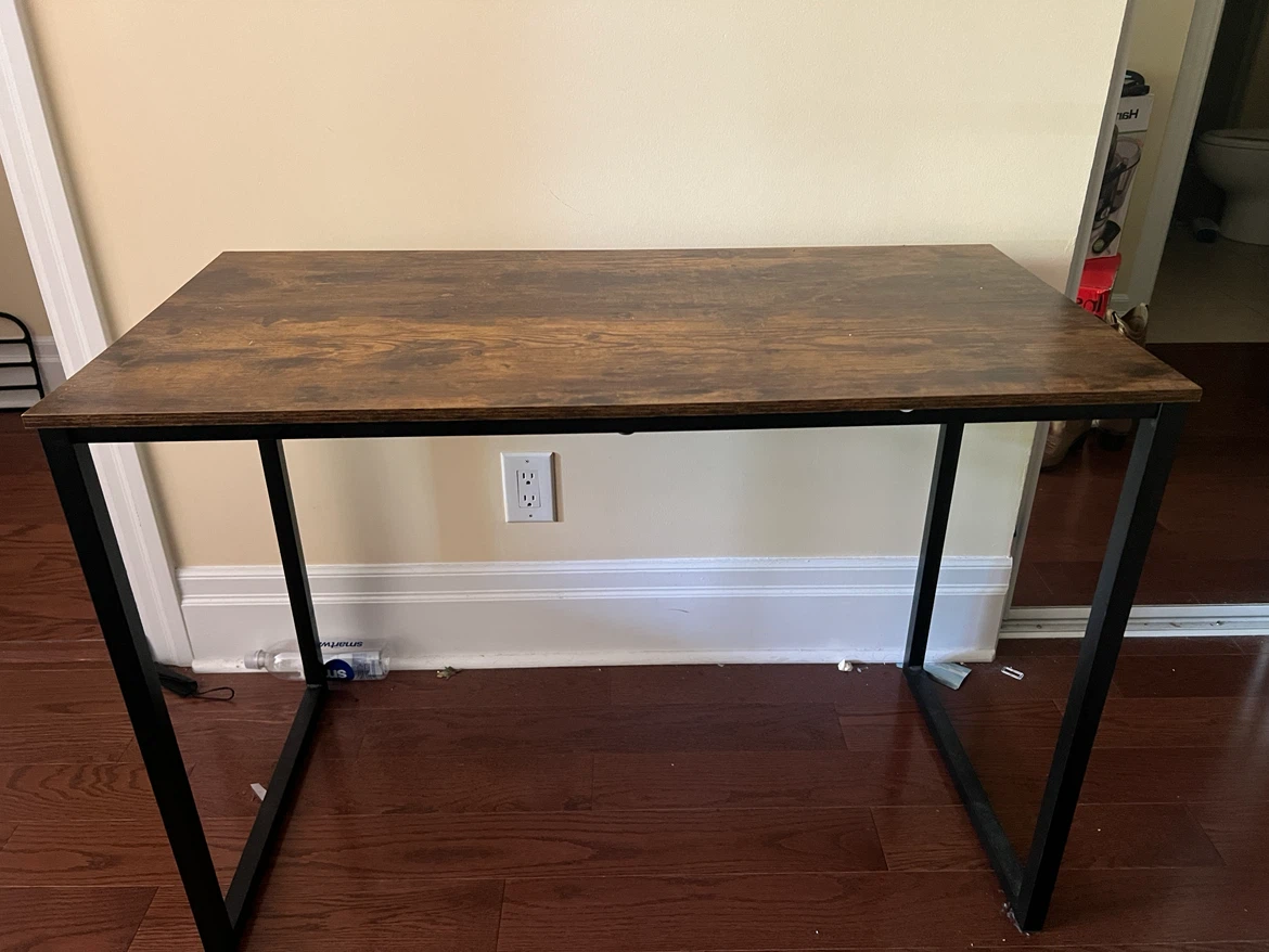 Rustic Wood Top Desk with Black Metal Frame