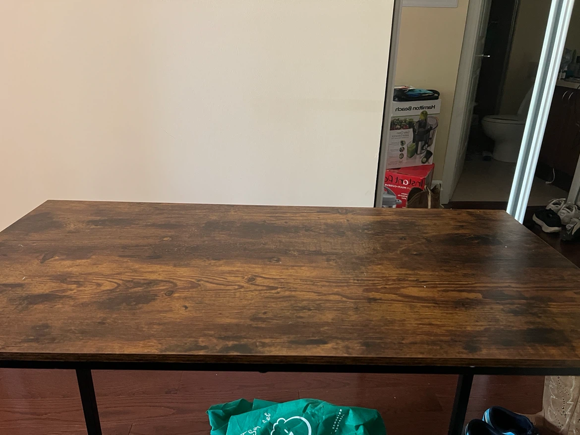 Rustic Wood Top Desk with Black Metal Frame - photo 2