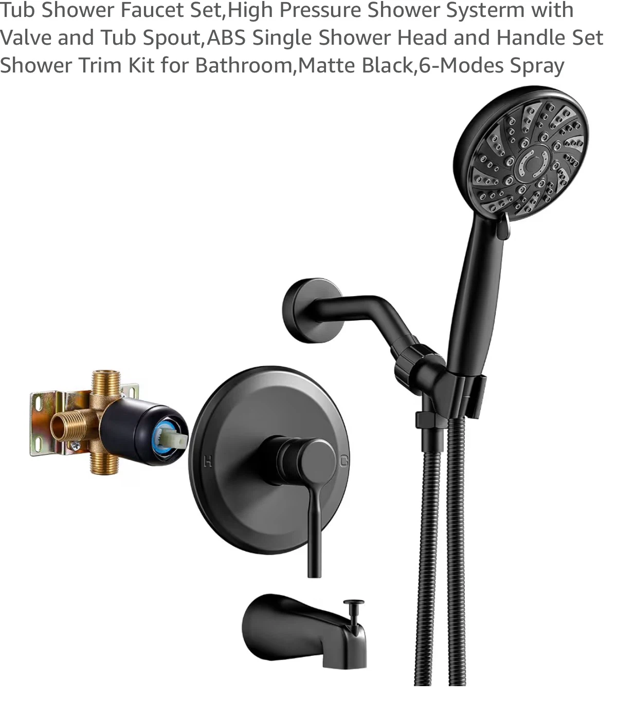 Black 6-Mode Shower Faucet Set with Handheld Showerhead TS8