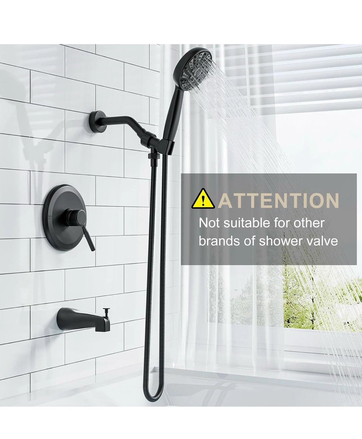 Black 6-Mode Shower Faucet Set with Handheld Showerhead TS8 - photo 3