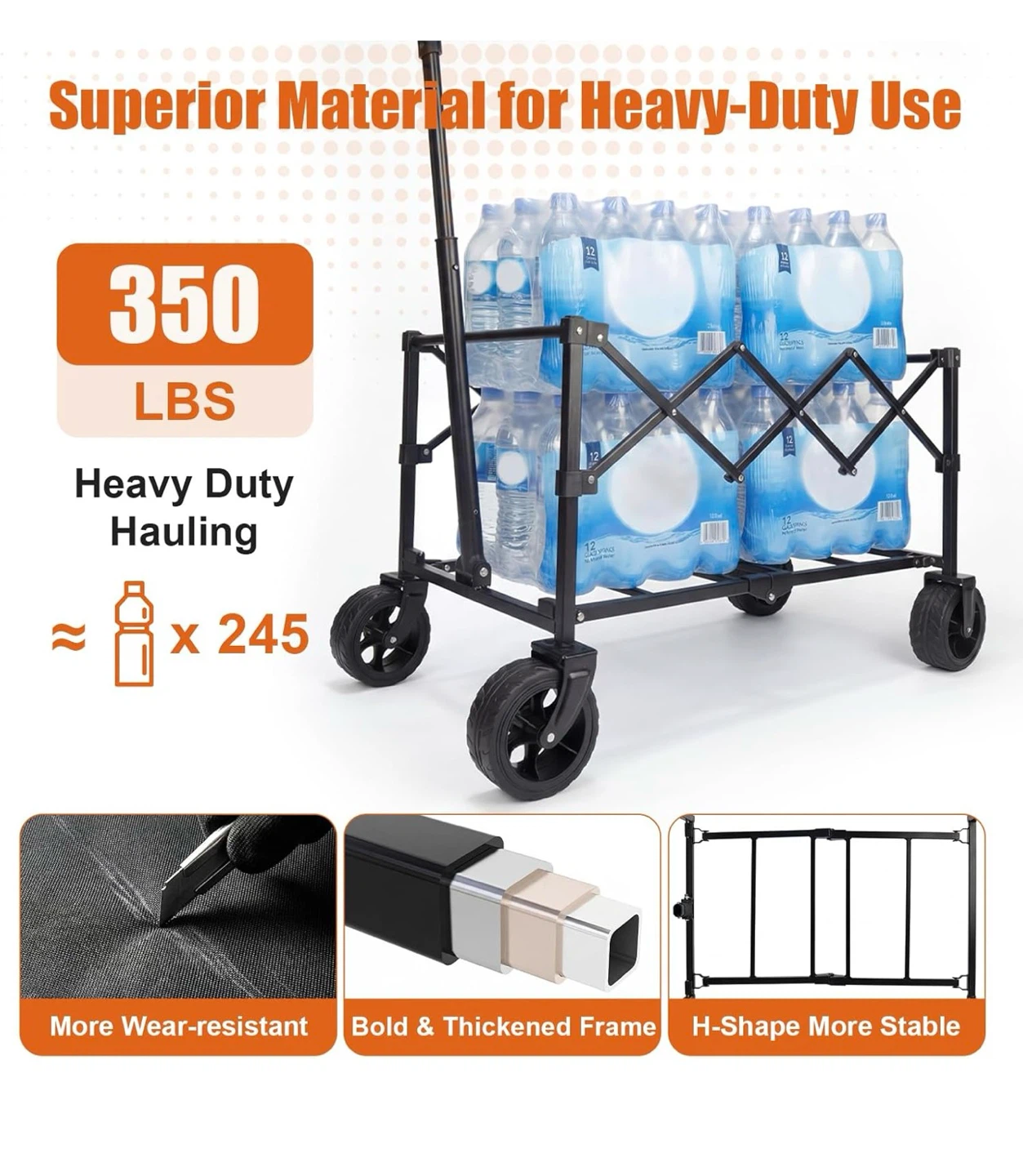 90L Small Wagon Cart Foldable with All Terrain Wheels 90L - photo 3