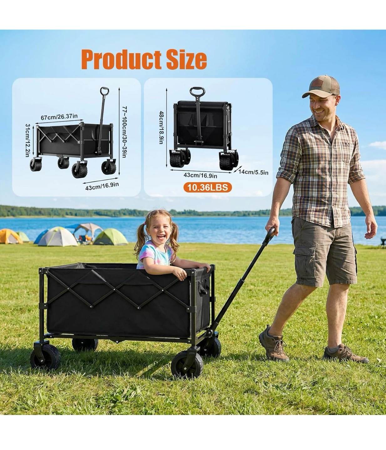 90L Small Wagon Cart Foldable with All Terrain Wheels 90L - photo 4