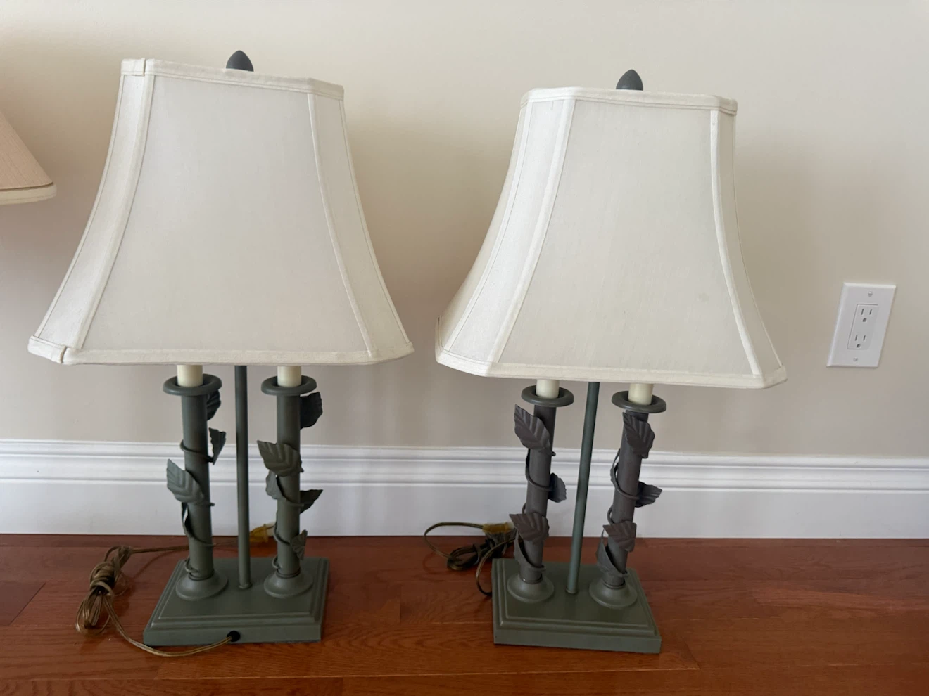 Pair of Decorative Table Lamps with Leaf Design
