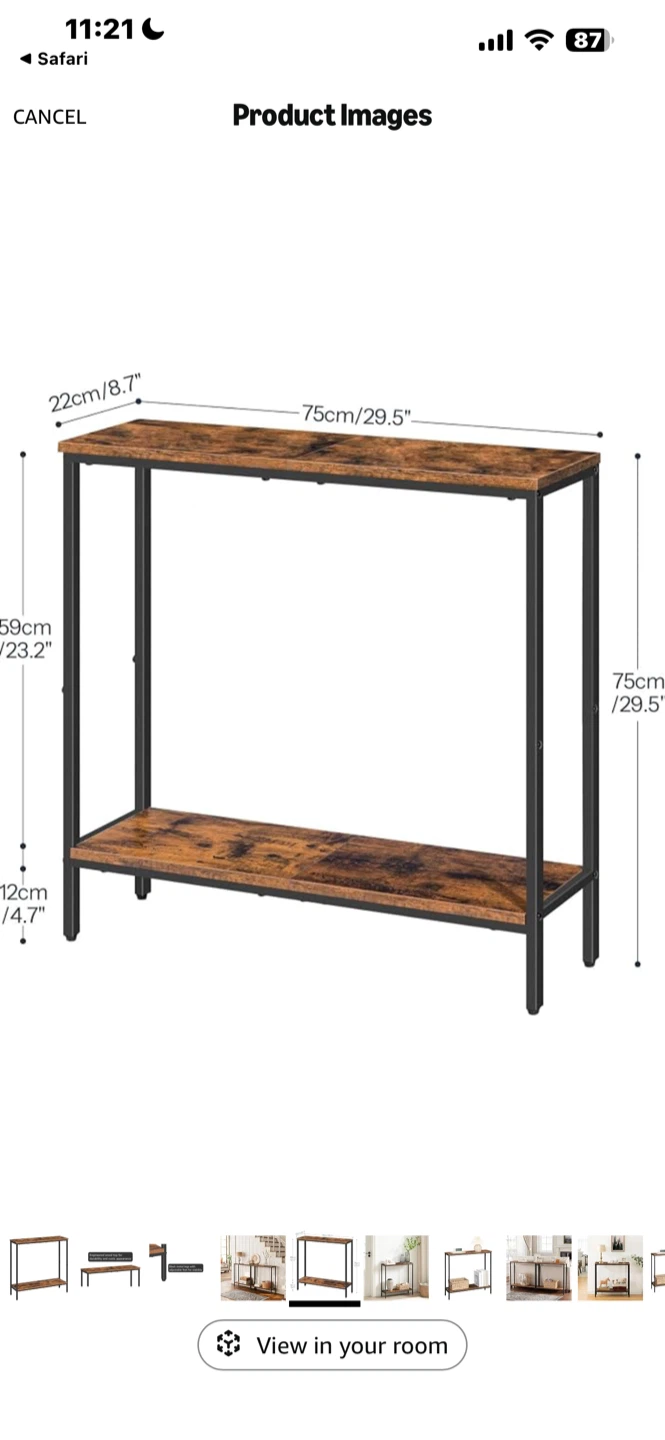 Rustic, Industrial 2-Tier Console Table - photo 3