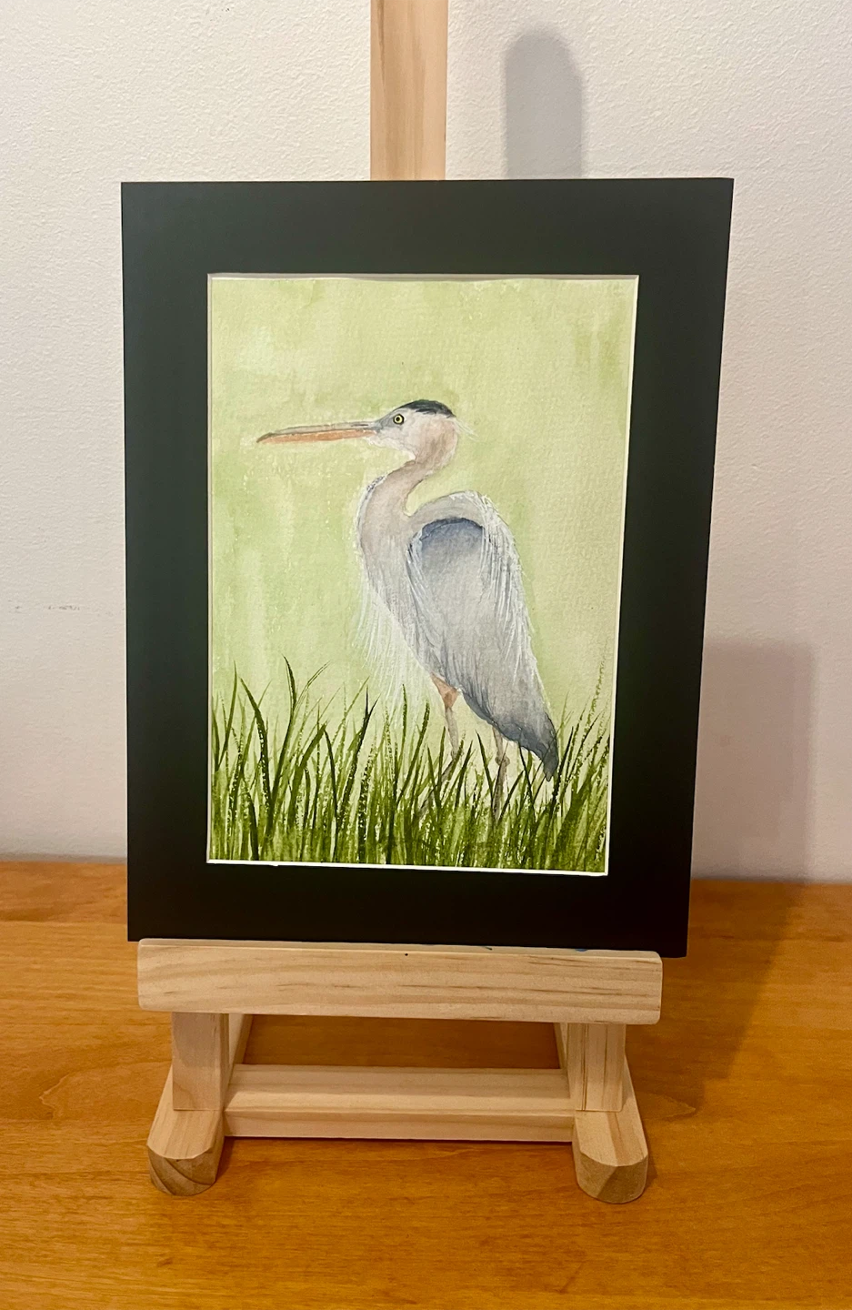 Original 5x7 Watercolor Painting of a Great Blue Heron