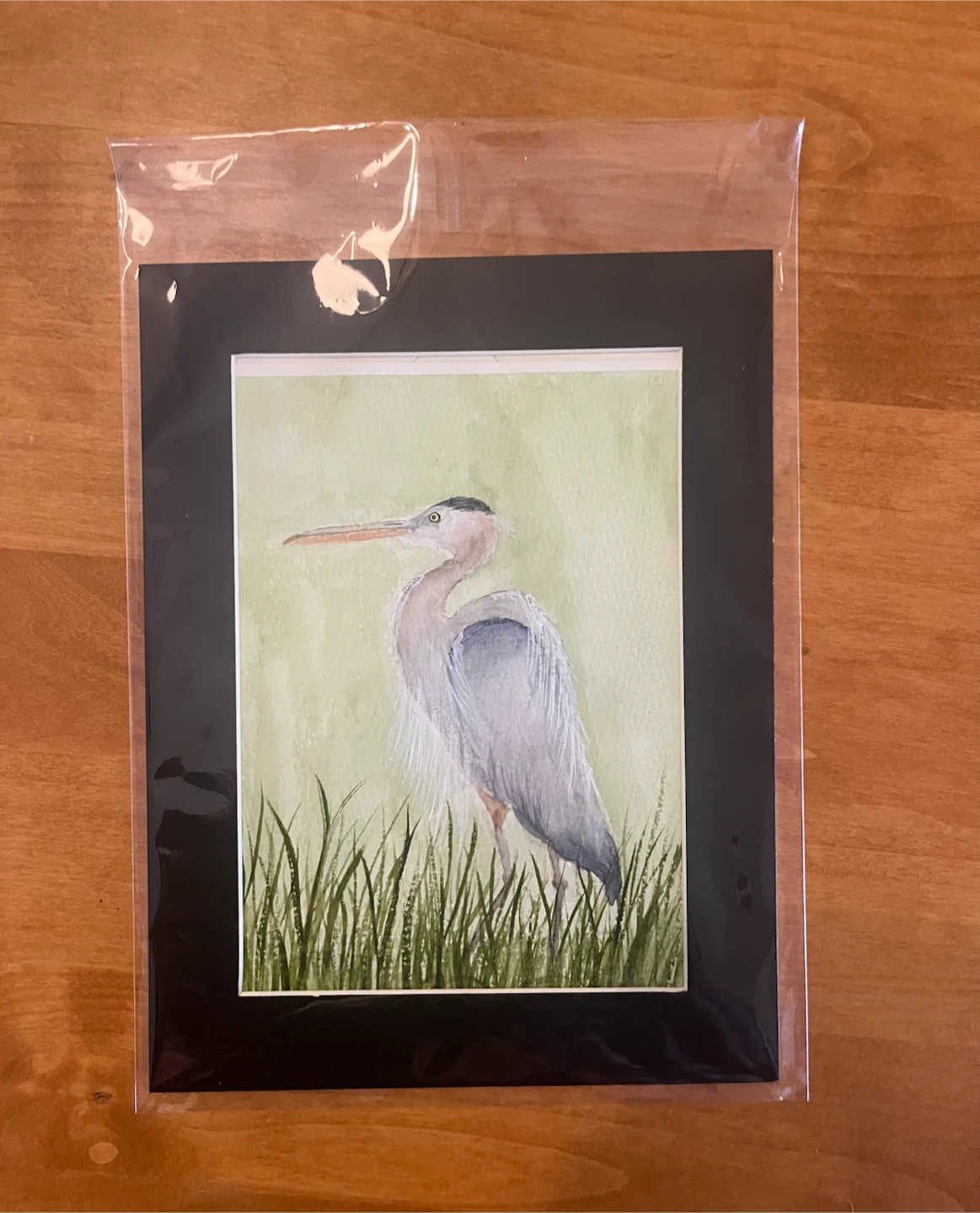 Original 5x7 Watercolor Painting of a Great Blue Heron - photo 2