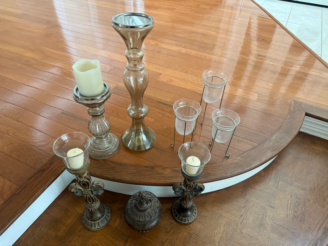 Glass and Metal Candle Holders Set - selling whole lot for $30