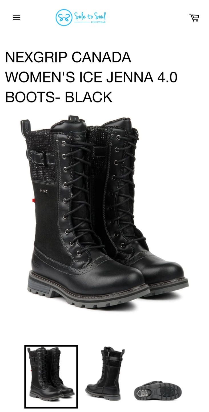 NEXGRIP Ice Jenna 4.0 Black Womens Winter Boots - Size 10