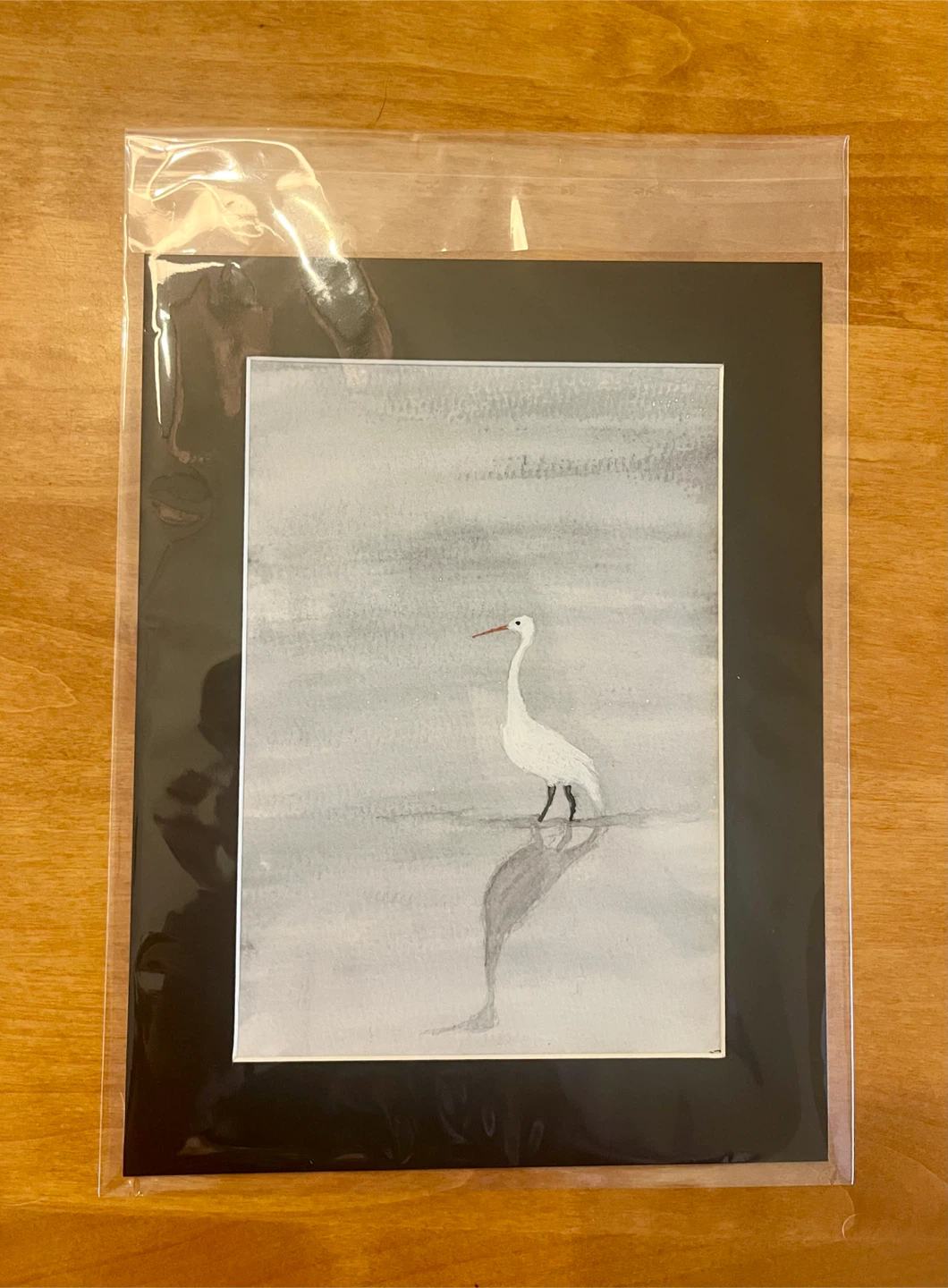 Original 5x7 Watercolor Painting of a Crane - photo 2
