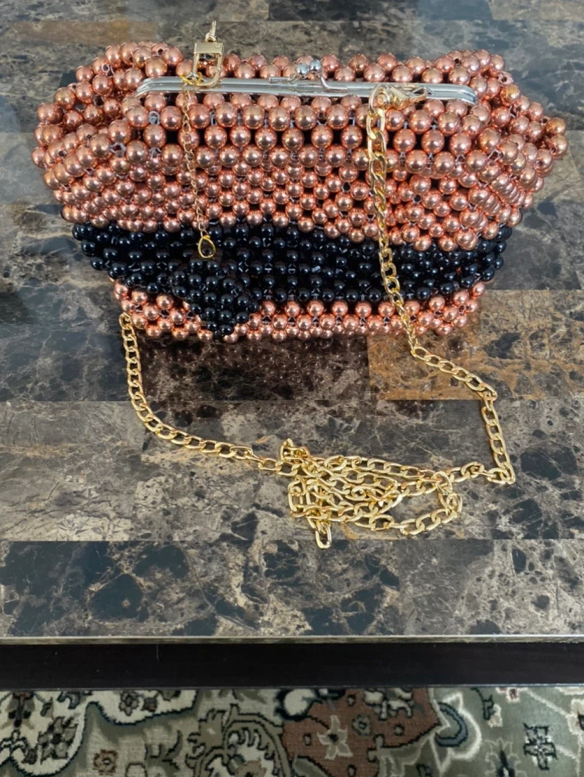 Beaded Clutch Purse with Chain Strap