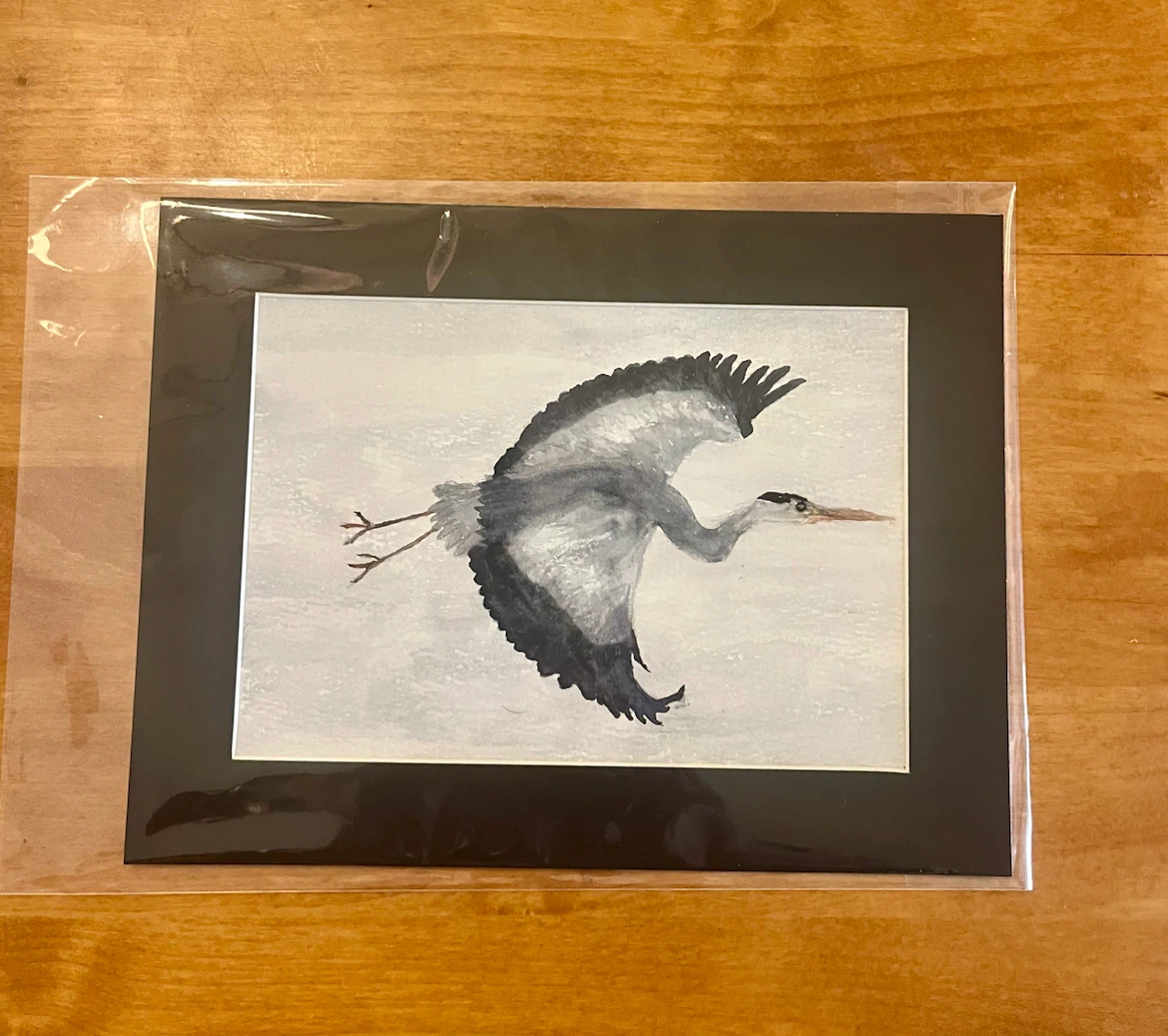 Original 5x7 Watercolour Painting of a Heron - photo 2