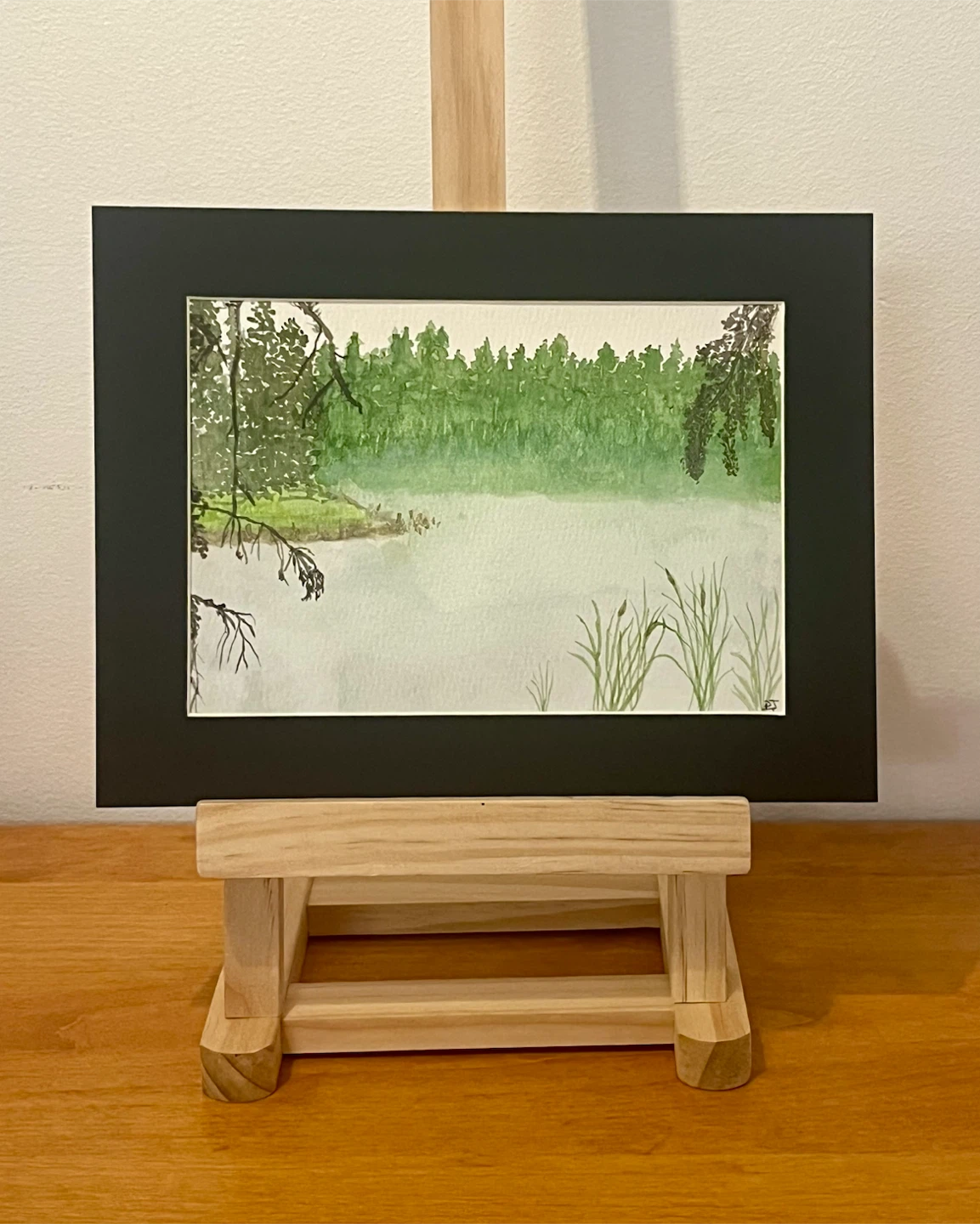 Original 5x7 Watercolor Painting - Lakeside Scene