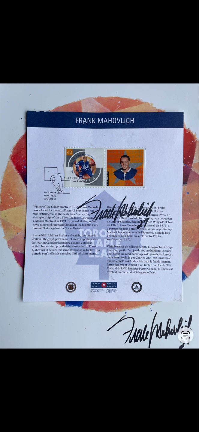 Autographed Frank Mahovlich Limited Edition Lithograph - photo 2