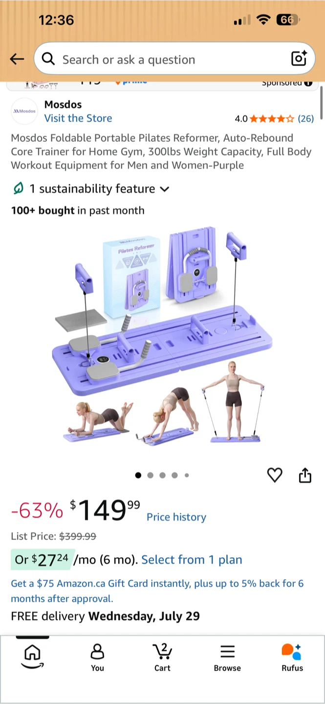 Mosdos Foldable Portable Pilates Reformer