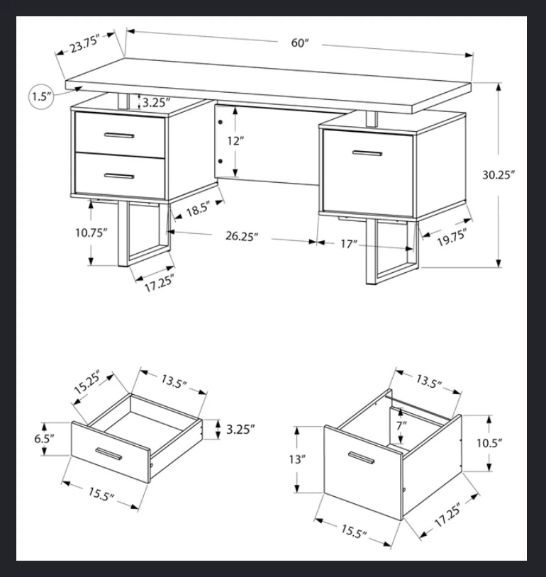 Rectangular Desk with Storage - photo 3
