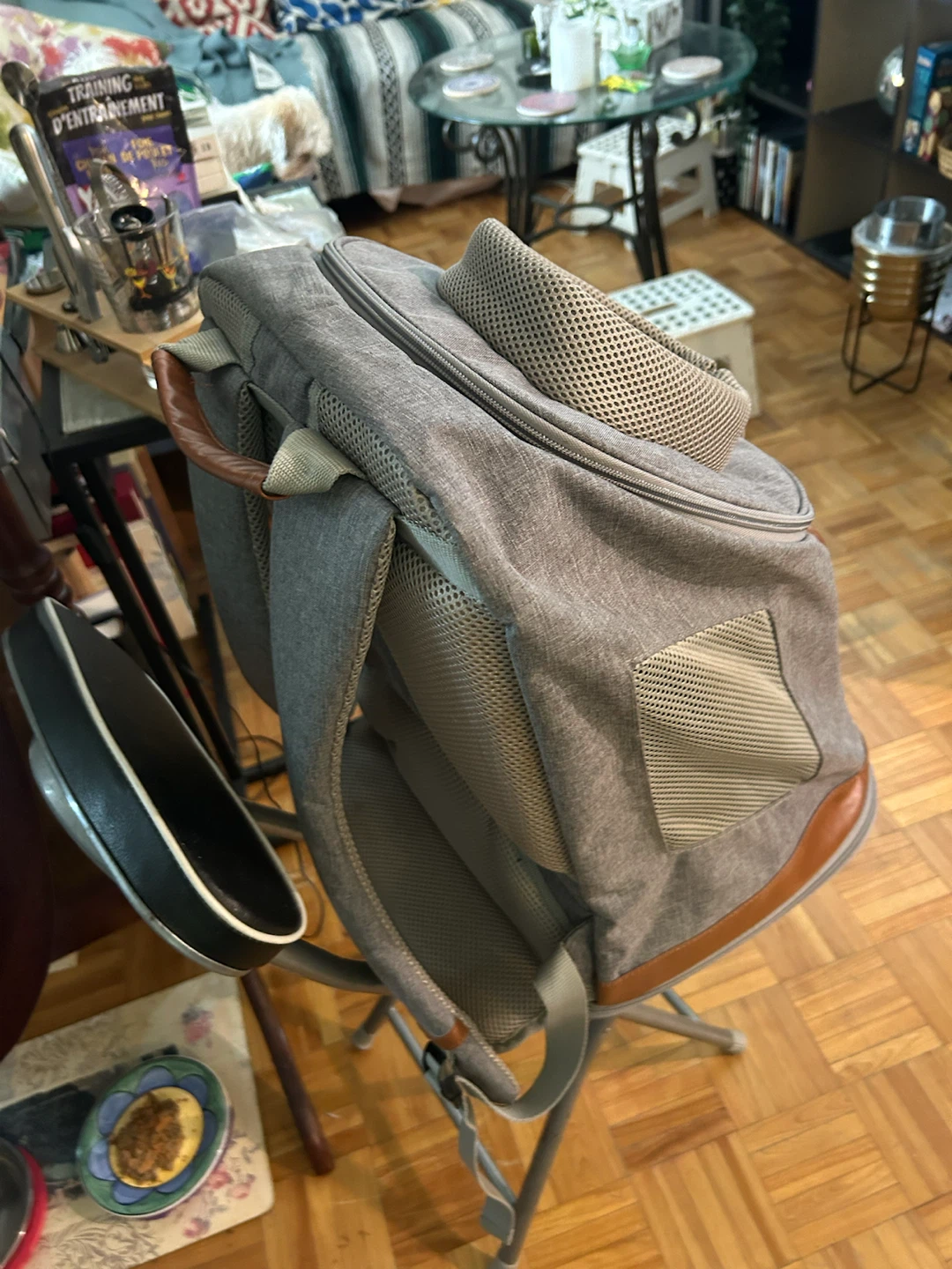 Grey Pet Carrier (Frontpack) with Faux Leather Trim - photo 2
