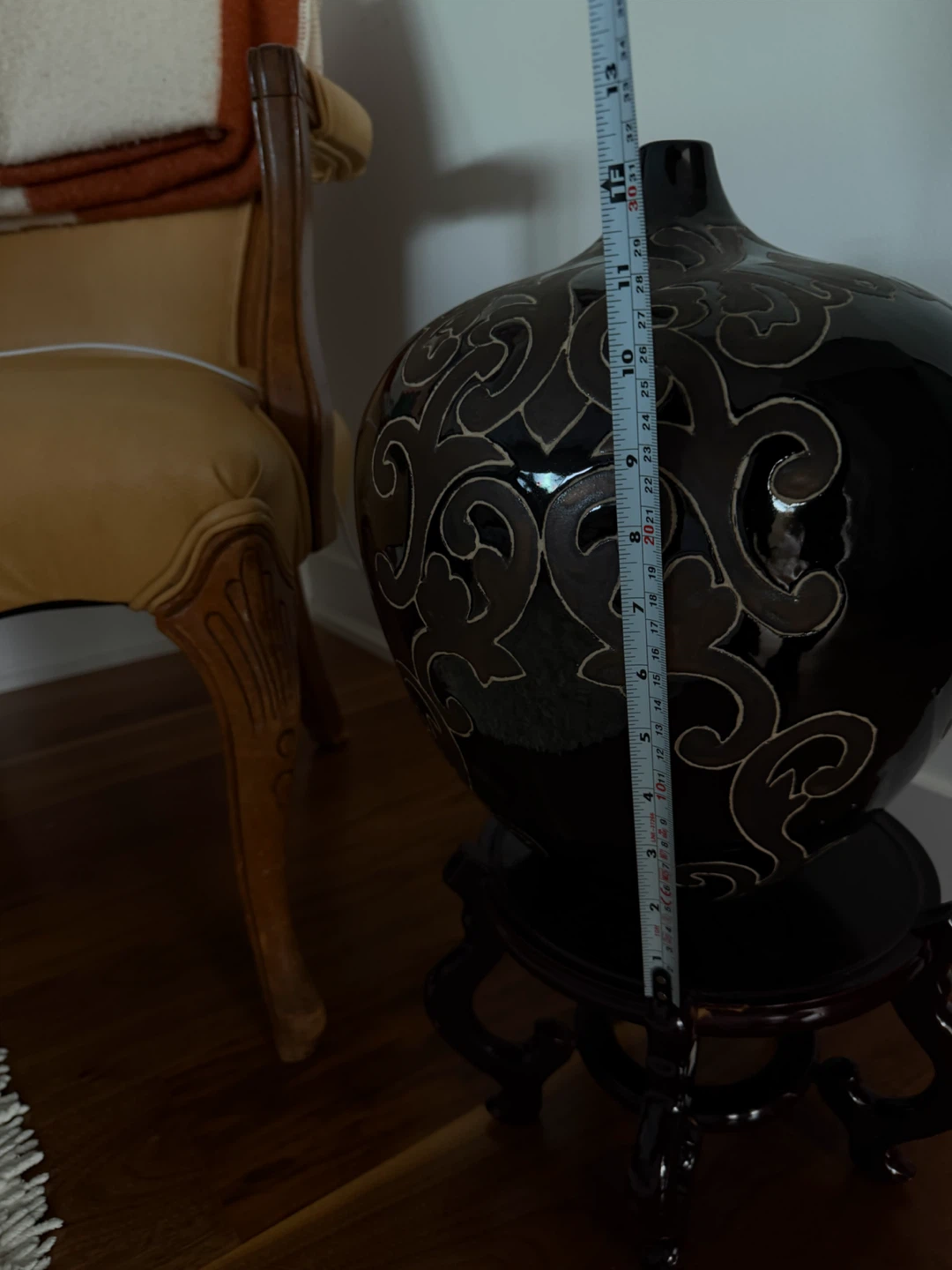 Decorative Black Vase with Ornate Design - photo 4