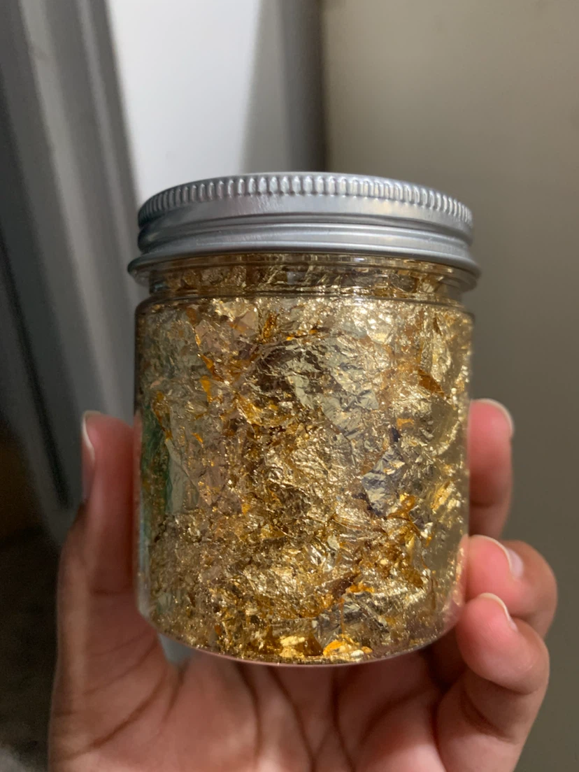 Golden foil in a jar