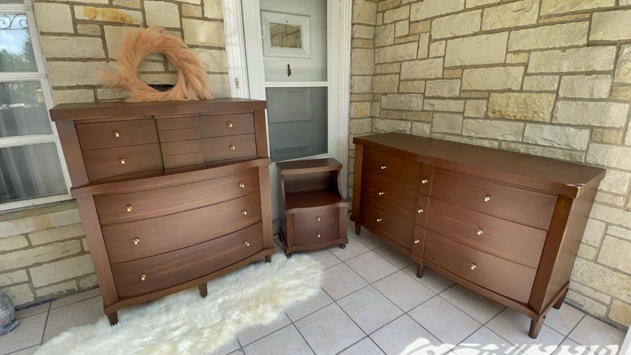 MCM restored furniture set in dark walnut - photo 2