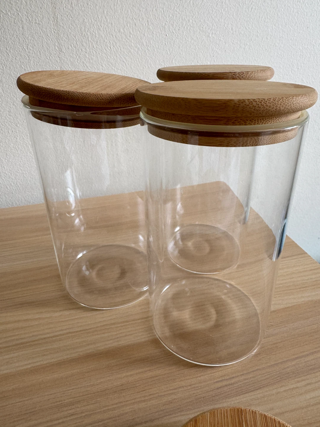 3 - Glass Storage Jars with Bamboo Lids