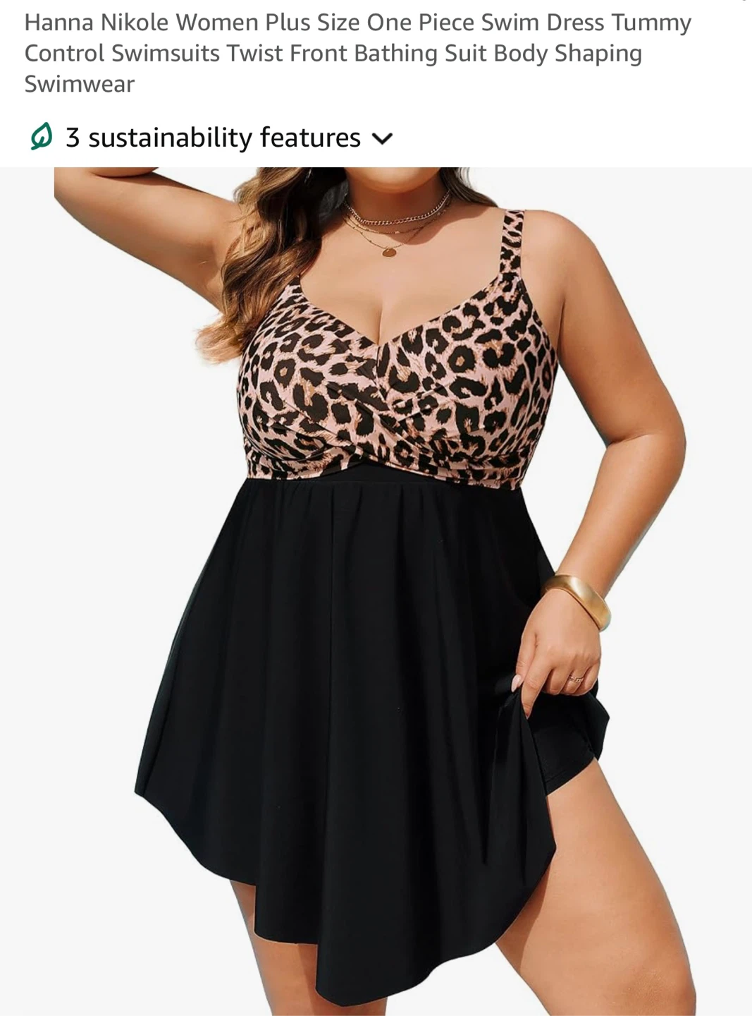 Hanna Nikole Plus Size Swim Dress Tummy Control & Flattering Fit