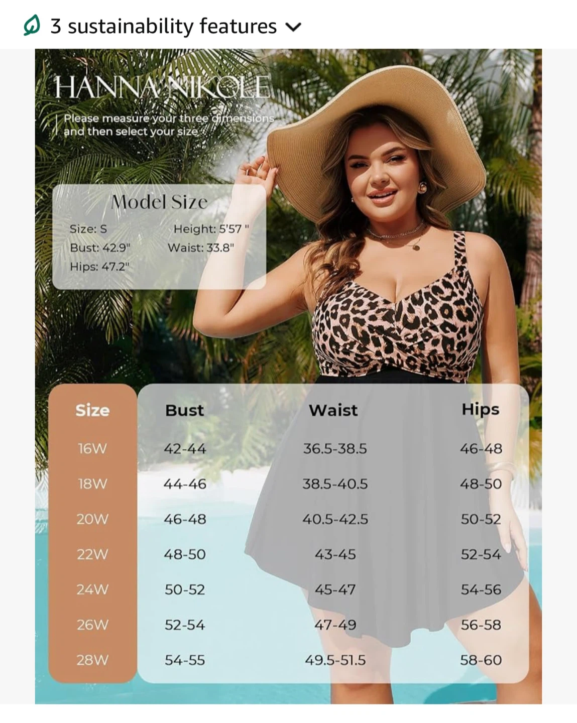 Hanna Nikole Plus Size Swim Dress Tummy Control & Flattering Fit - photo 3