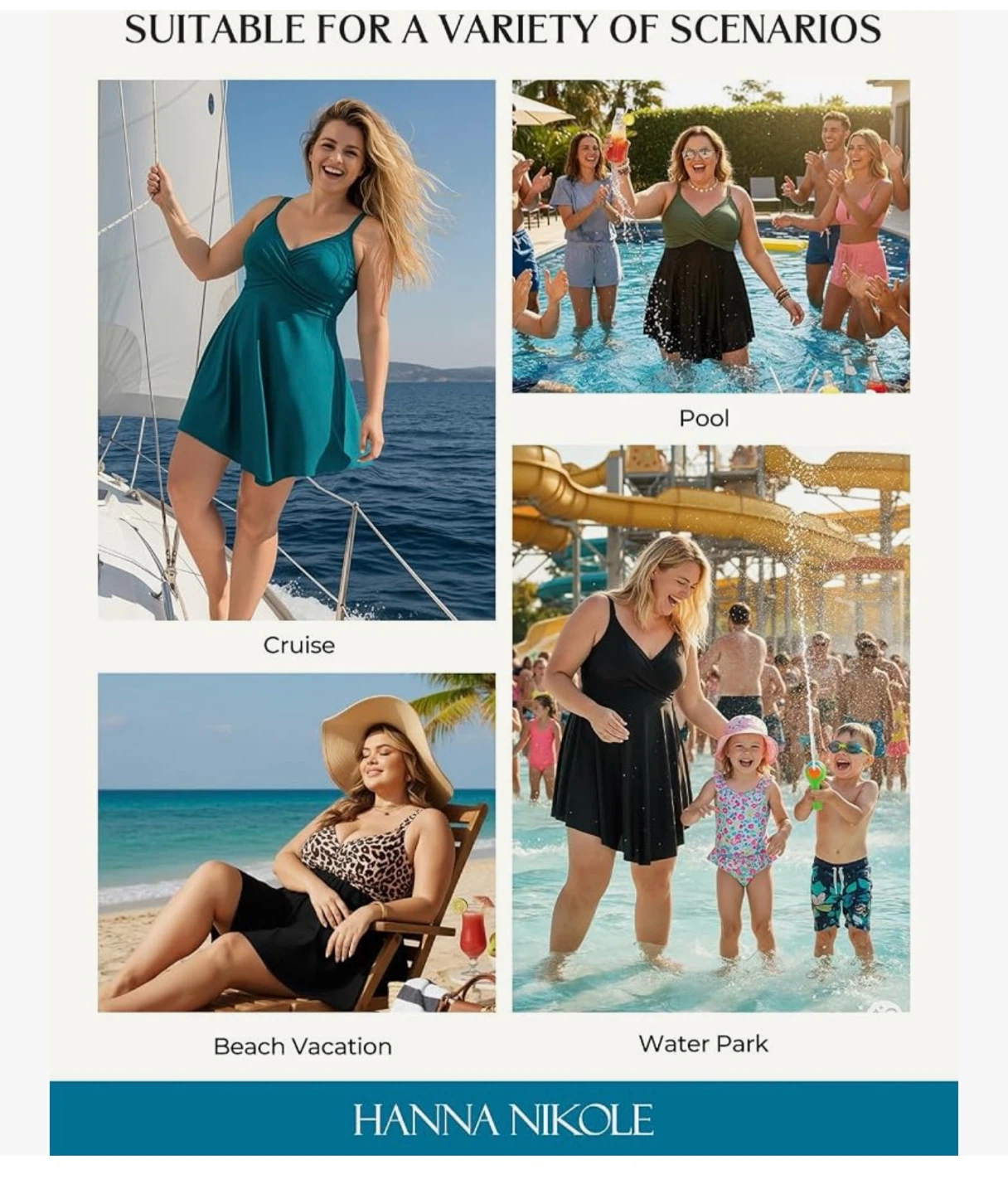 Hanna Nikole Plus Size Swim Dress Tummy Control & Flattering Fit - photo 5