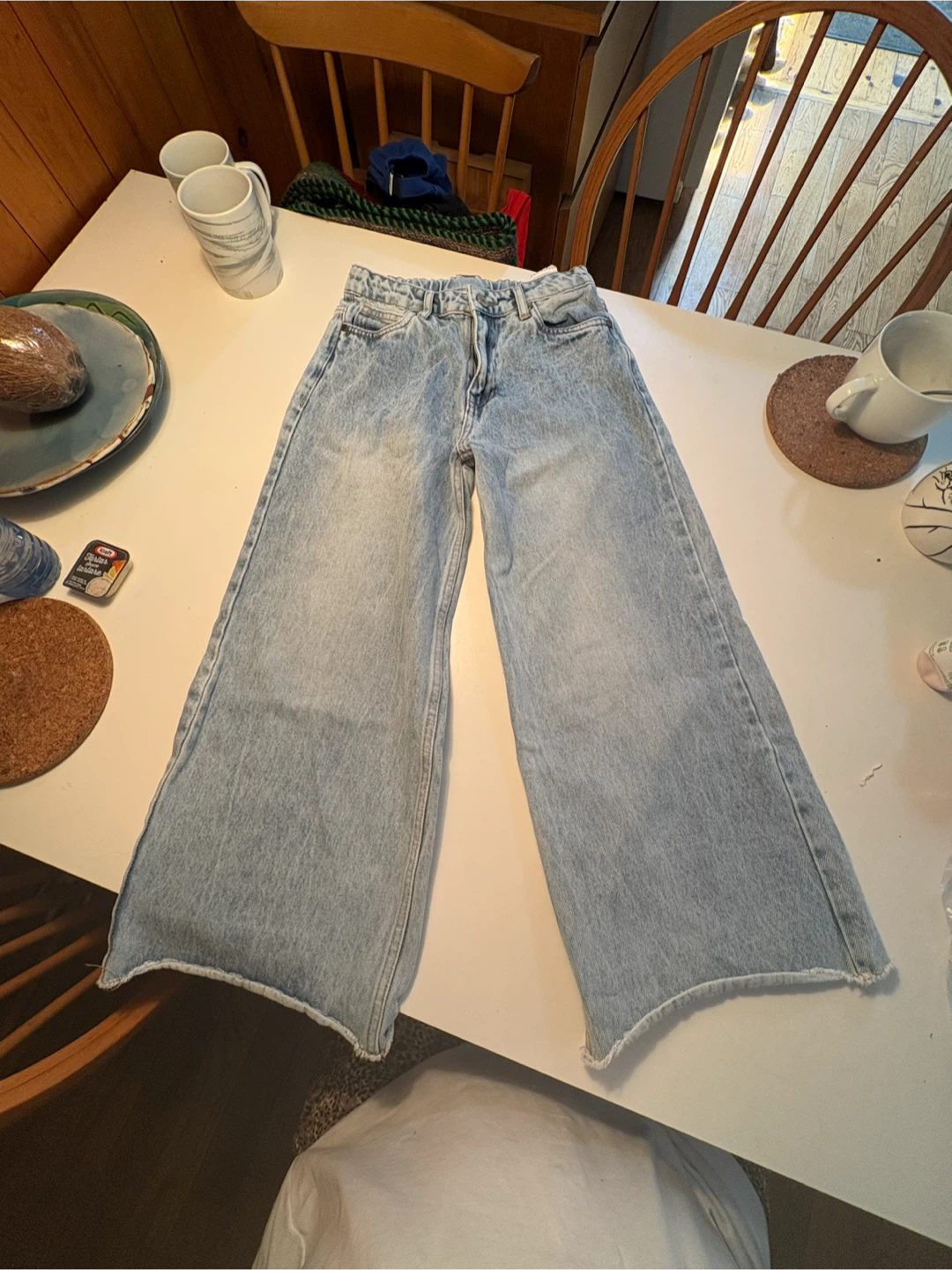 Kids Light Wash Wide Leg Jeans