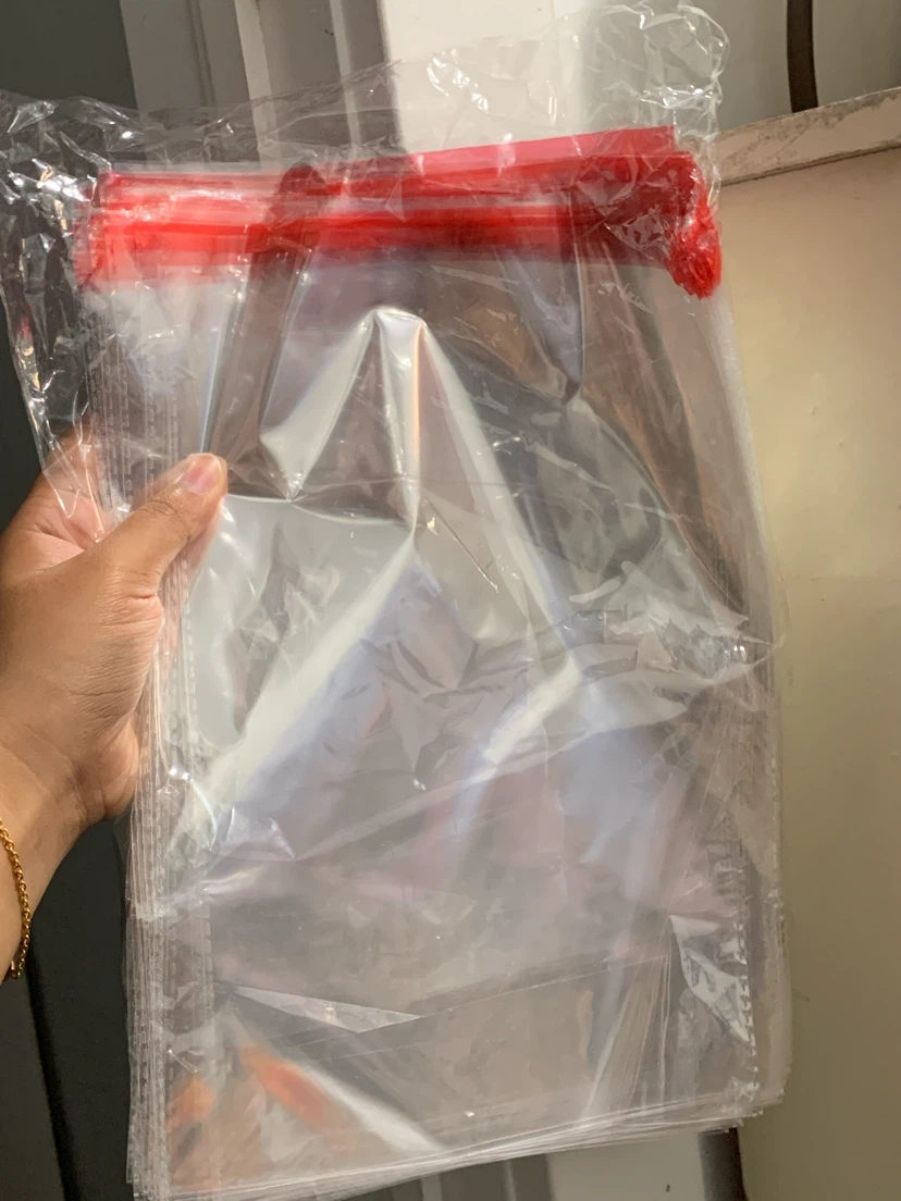Clear Poly Bags with Red Zipper