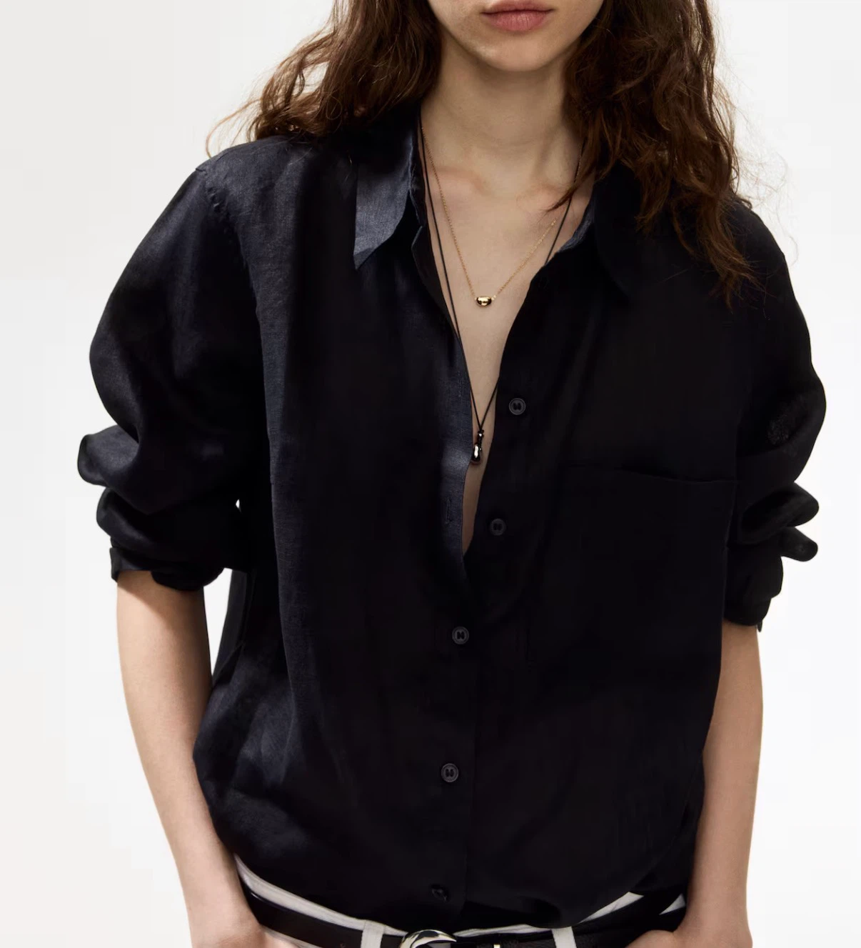 Black Linen Shirt , XL H&M