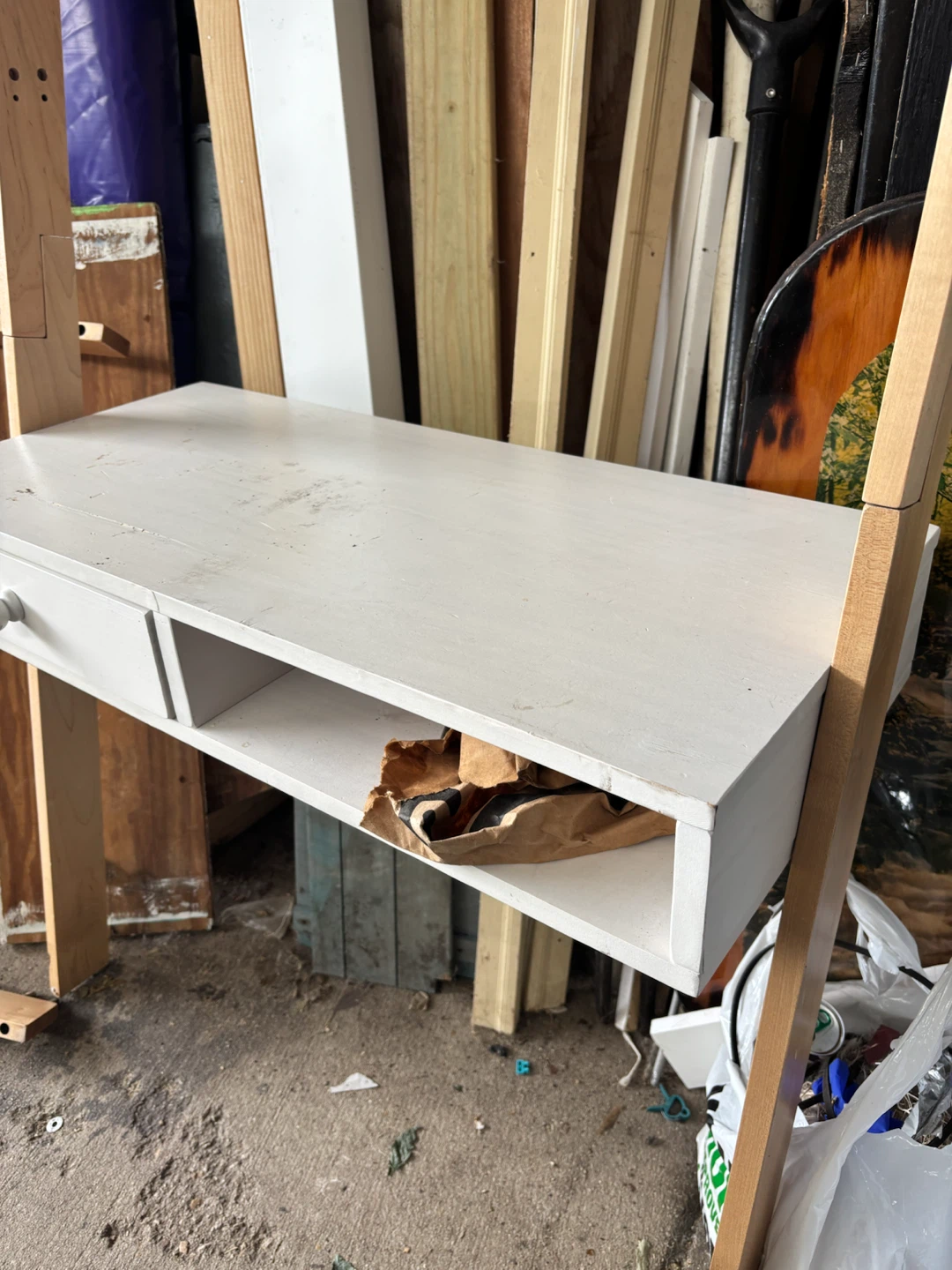 White Ladder Shelf with Desk - photo 2