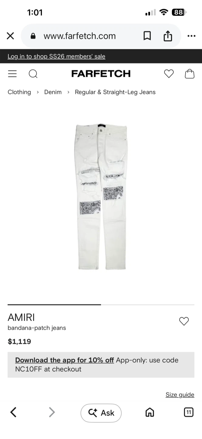 MLAB White Distressed Jeans with Patches Size 32 - photo 5