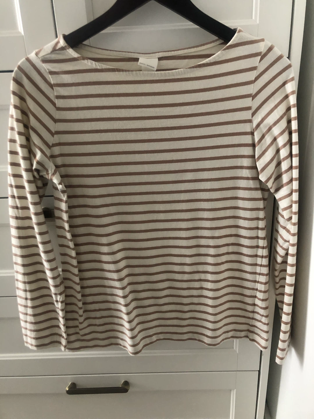 Tan Striped Long Sleeve Tee