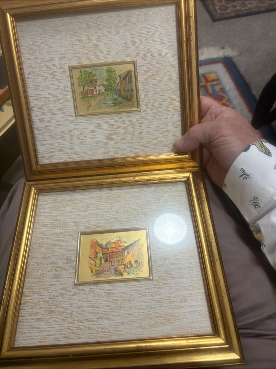 Framed gold leaf  - Italian Village Scenes