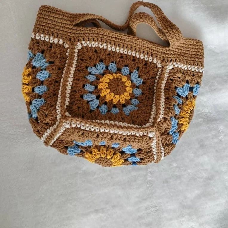 Handmade Crochet Granny Square Tote Bag - photo 2